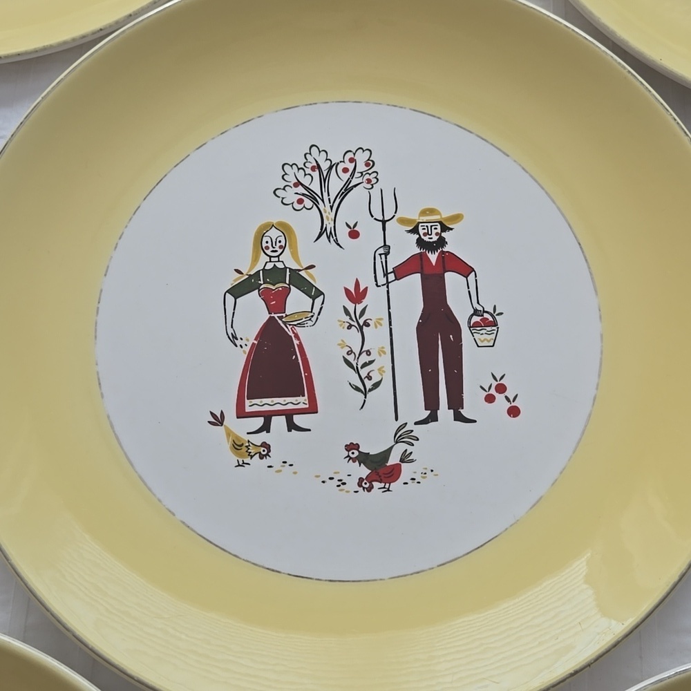 Vintage Rhythm by Homer Laughlin Farmer's Wife 10" Dinner Plates E60N5 5 Plates - Picture 9 of 14